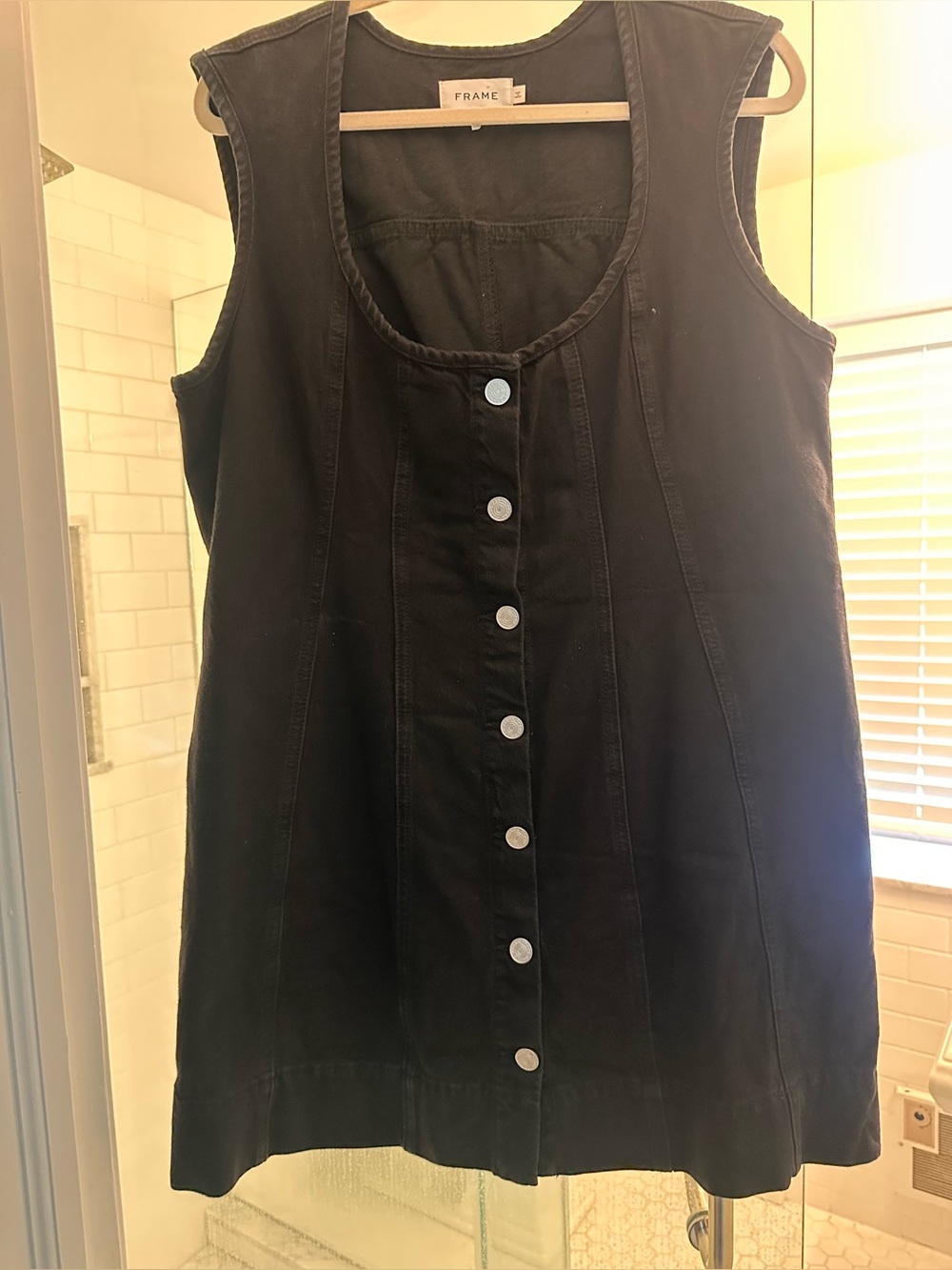 Frame Denim Black Sleeveless Button-Front Tunic